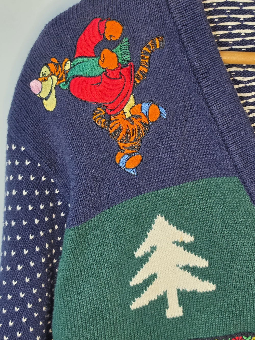 Vintage Disney Store Christmas Cardigan Sweater Cottage Core AS-IS - Picture 3 of 14
